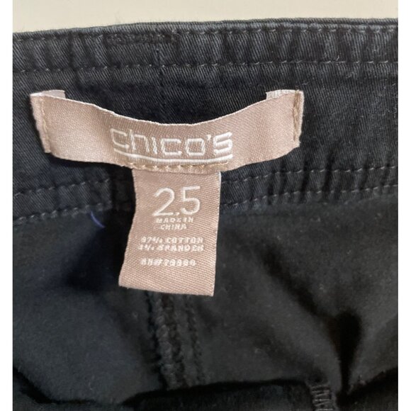 Chico's Womens Size 25 Black Capri Pants Rhinestone Waist Accent - Picture 7 of 7